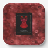 Red Lips Corset Bridal Shower Pappteller (Vorderseite)