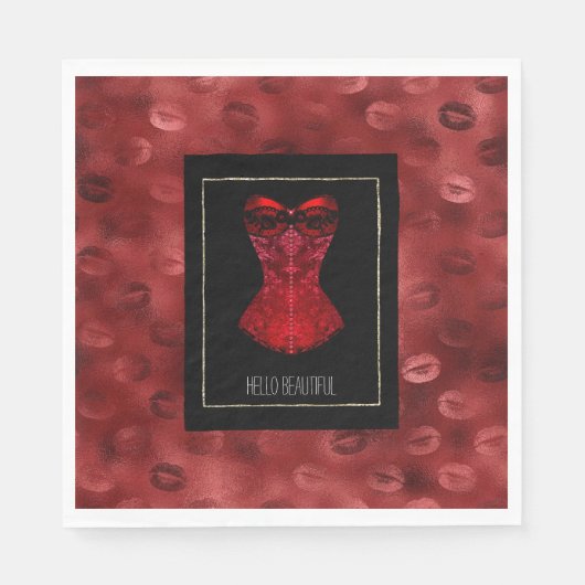 Red Lips Corset  Serviette (Vorderseite)