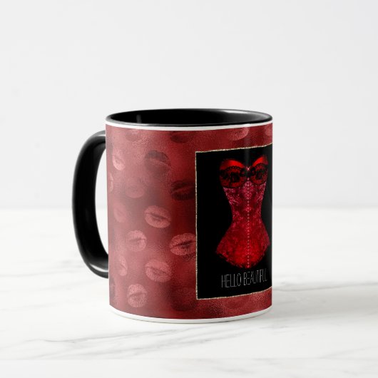 Red Lips Corset Tasse (Vorderseite Links)