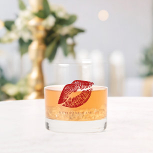 Red Lips Custom Business Name Lady Whiskyglas