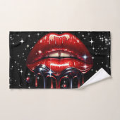 Red Lips Drilling Glitzer Glam Sparkle Badhandtuch Set (Handtuch)