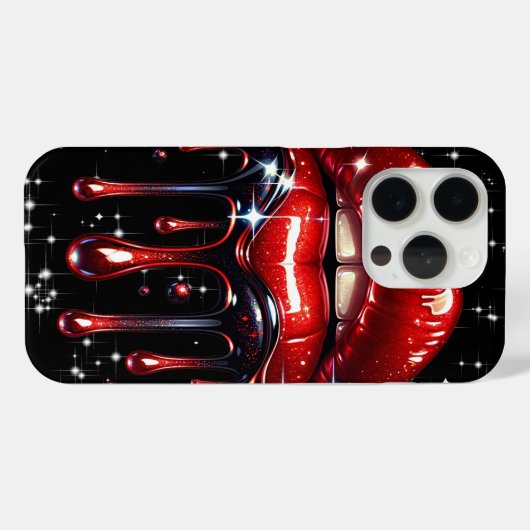 Red Lips Drilling Glitzer Glam Sparkle Case-Mate iPhone Hülle (Rückseite (Horizontal))