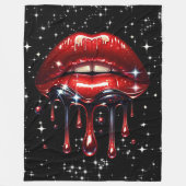 Red Lips Drilling Glitzer Glam Sparkle Fleecedecke (Vorderseite)