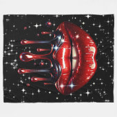 Red Lips Drilling Glitzer Glam Sparkle Fleecedecke (Vorderseite (Horizontal))