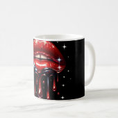 Red Lips Drilling Glitzer Glam Sparkle Kaffeetasse (VorderseiteRechts)