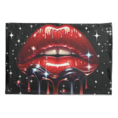 Red Lips Drilling Glitzer Glam Sparkle Kissenbezug (Rückseite)