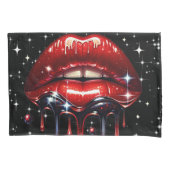 Red Lips Drilling Glitzer Glam Sparkle Kissenbezug (Vorderseite)