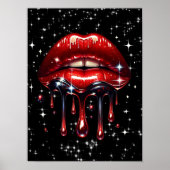 Red Lips Drilling Glitzer Glam Sparkle Poster (Vorne)