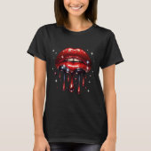 Red Lips Drilling Glitzer Glam Sparkle T-Shirt (Vorderseite)
