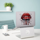 Red Lips Driving Glitzer Glam Imitate Sparkle Aufkleber (Laptop auf Schreibtisch)