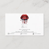 Red Lips Driving Glitzer Glam Makeup Artist Visitenkarte (Rückseite)