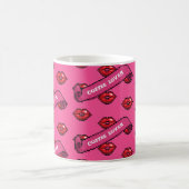 Red Lips Kaffee Lover Retro Kisses Pattern Kaffeetasse (Mittel)