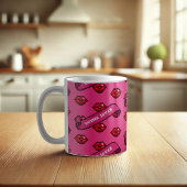 Red Lips Kaffee Lover Retro Kisses Pattern Kaffeetasse