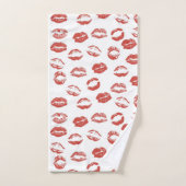 Red Lips Kiss Badhandtuch Set (Handtuch)