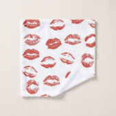 Red Lips Kiss Badhandtuch Set (Waschlappen)