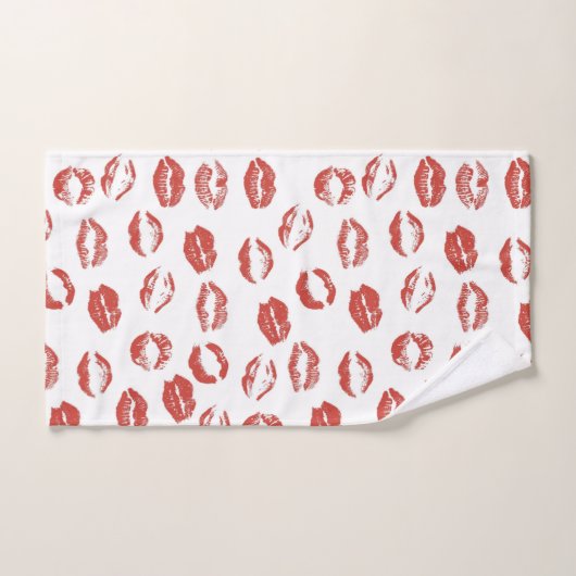 Red Lips Kiss Badhandtuch Set (Handtuch)