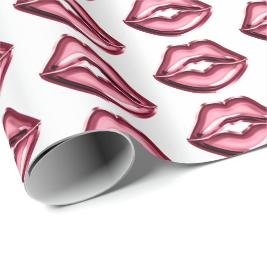 Red Lips Kiss Geschenkpapier (Rolleneckpunkt)