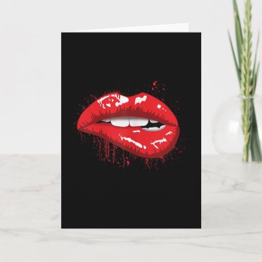 Red Lips Kiss Girl T Shirt Birthday Christmas Gift Karte (Vorderseite)
