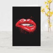 Red Lips Kiss Girl T Shirt Birthday Christmas Gift Karte (Gelbe Blume)
