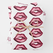 Red Lips Kiss Hearts Geschenkpapier Set (Beispiel)