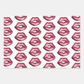 Red Lips Kiss Hearts Geschenkpapier Set (Vorderseite)