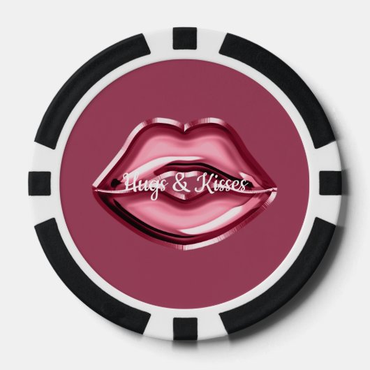 Red Lips Kiss Hearts Pokerchips (Vorderseite)
