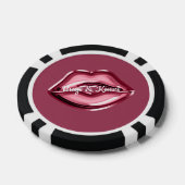 Red Lips Kiss Hearts Pokerchips (Einzeln)