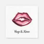 Red Lips Kiss Hearts Serviette (Vorderseite)