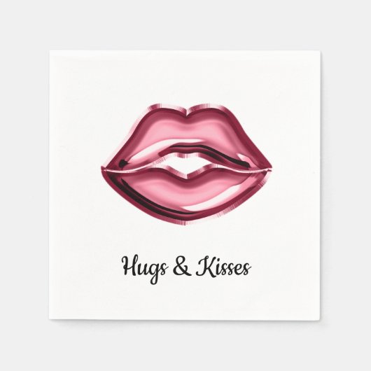 Red Lips Kiss Hearts Serviette (Vorderseite)