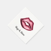 Red Lips Kiss Hearts Serviette (Ecke)