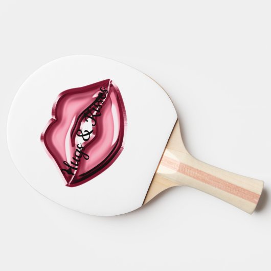 Red Lips Kiss Hearts Tischtennis Schläger (Seitenansicht)