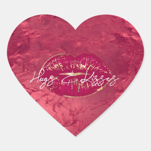 Red Lips Kiss Herz-Aufkleber (Vorderseite)