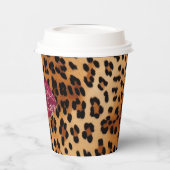 Red Lips Kiss Leopard Pappbecher (Links)