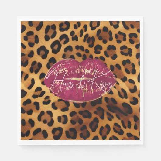 Red Lips Kiss Leopard Serviette (Vorderseite)