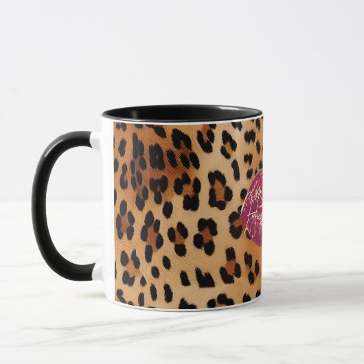 Red Lips Kiss Leopard Tasse (Links)