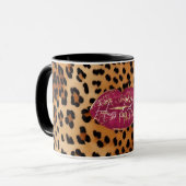 Red Lips Kiss Leopard Tasse (Vorderseite Links)