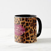 Red Lips Kiss Leopard Tasse (VorderseiteRechts)