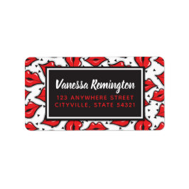 Red Lips Kiss Lipstick & Beauty Distributor Custom Adressaufkleber