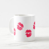 Red Lips Kiss Lipstick Kisses Valentinstag Liebe Kaffeetasse (Vorderseite Links)