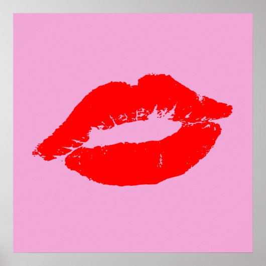 Red Lips Kiss Mod Pop Benutzerdefinierter Farbhint Poster (Vorne)