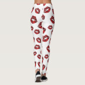 Red Lips Kiss Pattern Leggings (Rückseite)
