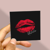 Red Lips Kiss Signature Makeup Artist Schlicht Bla Quadratische Visitenkarte