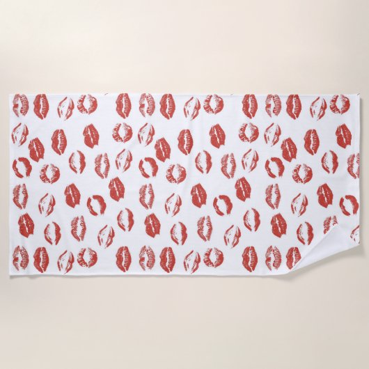 Red Lips Kiss Strandtuch (Vorderseite)