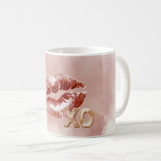Red Lips Kiss XO Kaffeetasse (VorderseiteRechts)
