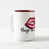Red Lips Kiss Zweifarbige Tasse (Vorderseite Links)