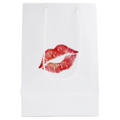 Red Lips Kokett Kiss Liebe Mittlere Geschenktüte (Rückseite)