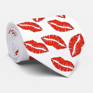 Red Lips Lipstick Kiss Me Print Valentinstag Krawatte