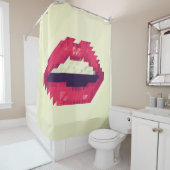 Red lips made of small triangles, pixelshipster,pi duschvorhang (Beispiel)