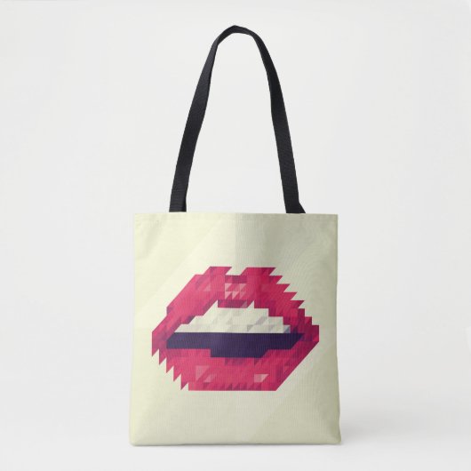 Red lips made of small triangles, pixelshipster,pi tasche (Vorderseite)