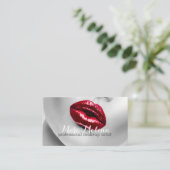 Red Lips Makeup Artist Business Card Visitenkarte (Stehend Vorderseite)